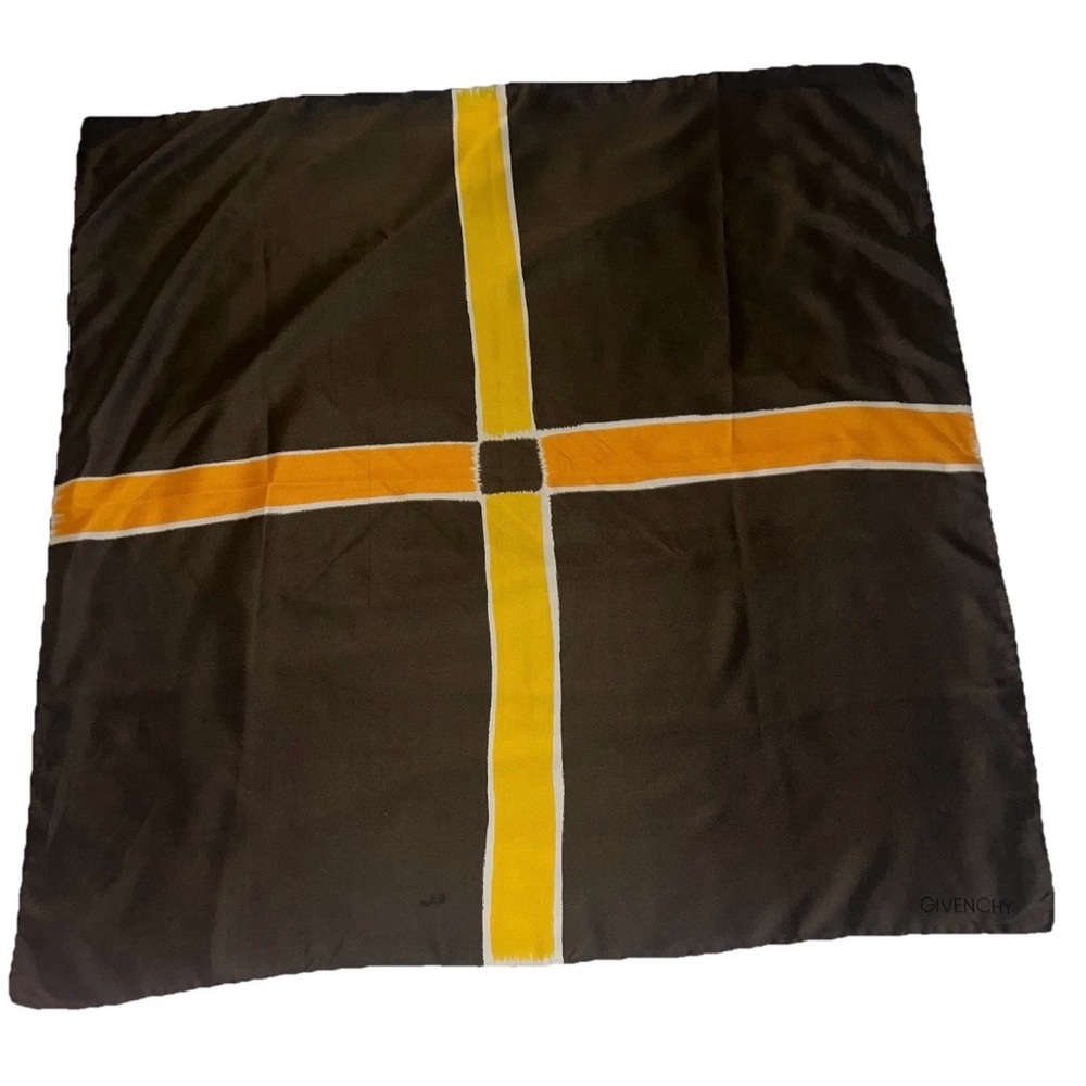 GIVENCHY—Orange & Brown Silk Scarf